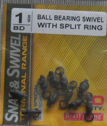 BratFishing Ball Bearing Swivel With Split Ring BN №1 10ps
